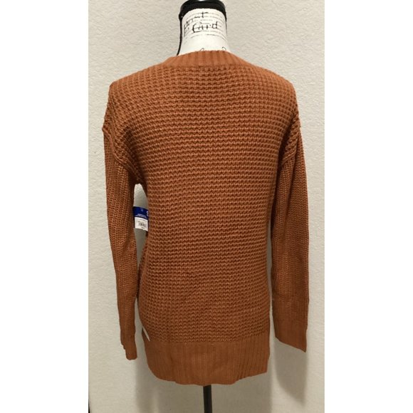 Arizona Rust Waffle Knit Sweater Long Sleeve Ribbed Size S - Picture 5 of 5